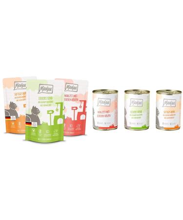 Mjamjam - Premium wet feed for cats - Mix package 1 - chicken beef heart heart 12 pack (12 x 125 g) & premium wet feed for cats - Mix package 1 6 Pack (6 x 400 g) bundle with wet feed for cats mixing package 1