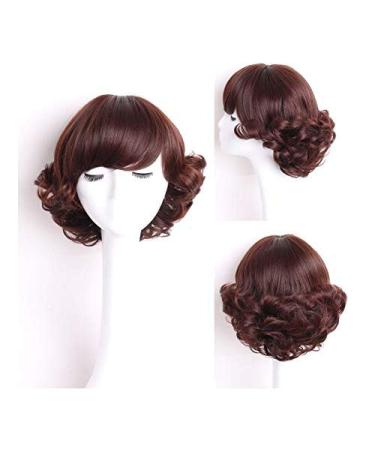 BGHJUE Short Curly Wig for Black Women - Brown Pixie Wig with Big Curls 30cm - Perfect for Any Occasion - Buy Online on SooperMarket.com
