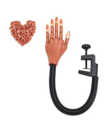 Hiistar Nail Trainning Practice HandNail Display Manicure Supply Flexible Movable False Fake Hands for Nail Manicure-Best Manicure DIY Print Practice Tool Brown