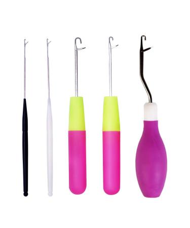 5 Pieces Different Size Latch Hook Set, Latch Hook Crochet Needle, Crochet Hook with Latch, Dreadlocks Crochet Hook Set, Latch Hook Crochet Needle, Bent Latch Hook for Carpet Making