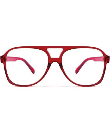 Feizedy Retro 70s 80s Blue Light Filter Glasses for Women & Men - B2888 Red Frame 60mm | Blue Light Blocking PC Gaming Glasses - Buy Online on SooperMarket.com