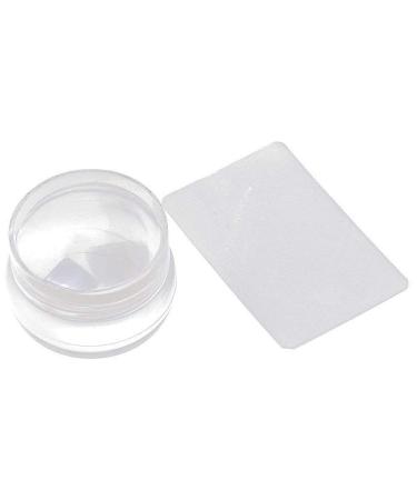 Hilai Clear Nail Stampers and Scraper Transparent Silicone Nail Art Stamping Template with Cap Manicure Nail Care Tool Nail Art Stamper Clear Silicone Jelly Stamper