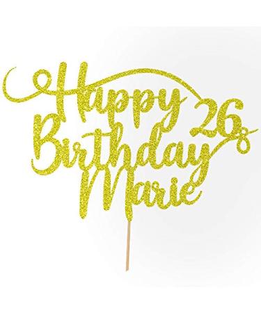 Cakehop personalized happy birthday glitter cake decoration adapted color every name & every old cake decoration for birthday party (gold)