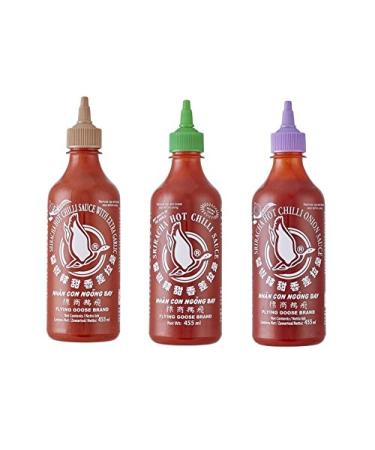 Set of 3 Sriracha Hot Chili Sauce various varieties 3 x 455ml Chilli Sauce 3 Pamai Pai