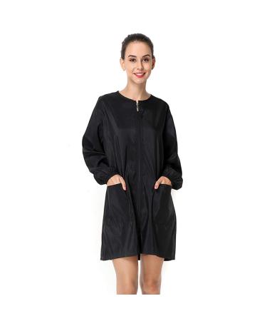 Exttlliy Chameleon Fabric Salon Smock Professional Stylist Jacket Waterproof Haircut Cape Barber Apron Large (Pack of 1) Black