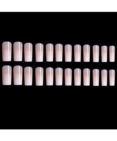 RikView Gradient French Acrylic Press on Nails - Nude Coffin Pink Glossy Square Fake Nails - Buy Online on SooperMarket.com