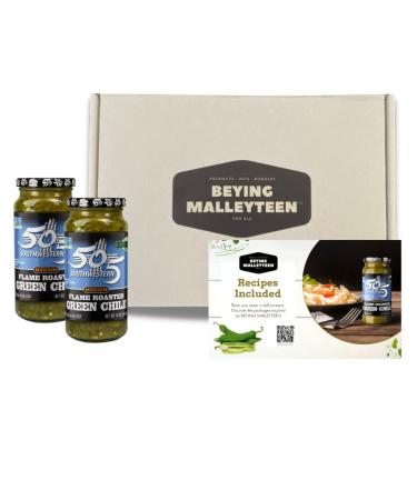 505 Southwestern 16oz jars Diced Flame Roasted Green Chile - Medium (2 pack) with Recipes by Beying Malleyteen