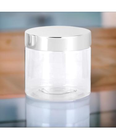 6 Pack Clear PET Plastic Low Profile Jar 6 oz with Silver Metal Lid - Ideal for Cosmetics Crafts & Storage - Buy Online on SooperMarket.com