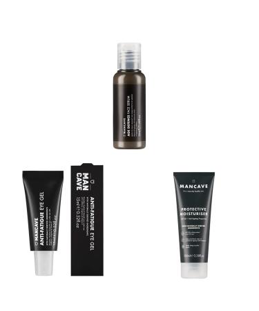ManCave Age Defence Trio Featuring Age Defence Face Serum 50ml Anti-Ageing & SPF20 Moisturiser 100ml Anti-Fatigue Eye Gel 15ml Age Defence Face Serum Anti-Ageing & SPF20 Moisturiser