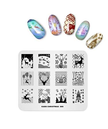 Alexnailart Nail Art Stamping Plate Template Christmas theme Winter Elk Christmas moose Christmas tree Pattern DIY Nail Art Image Stamp Stamping Plates Manicure Print Tool CH009