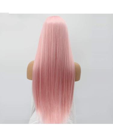 SHIYID Pink Synthetic Lace Front Wig - High Temperature Fiber Long Silky Straight Hair Middle Part for White Women | Best Quality eCommerce Wig - Buy Online on SooperMarket.com