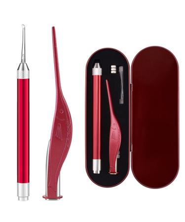 Safe Ear Cleaning Tool Kit for Children & Adults - Stainless Steel Light-up Earwax Removal Pick Cleaner One Size Cotton no gemstone