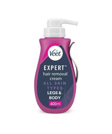 Veet Expert Hair Removal Cream Removes Stubborn Hair All Skin Types 400ml each Shea Butter Suitable for Arms Legs Underarms & Bikini 48 Hour Skin Hydration Effective in 2 Mins 400 ml (Pack of 1)