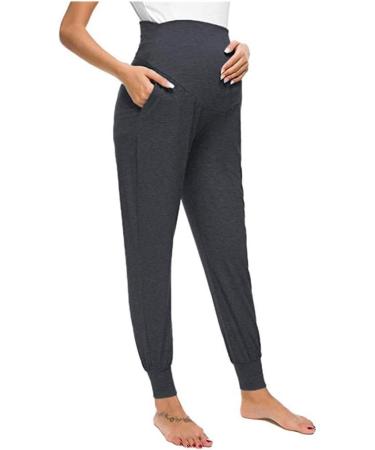 Love2Mi Maternity Women's Casual Pants | Stretchy Lounge Jogging Trousers | Dark Gray | Size Large - Buy Online on SooperMarket.com