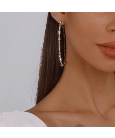 Chargances Gold Large Rhinestone Circle Hoop Earrings for Women - Fashion Wedding Accessories - Buy Online on SooperMarket.com
