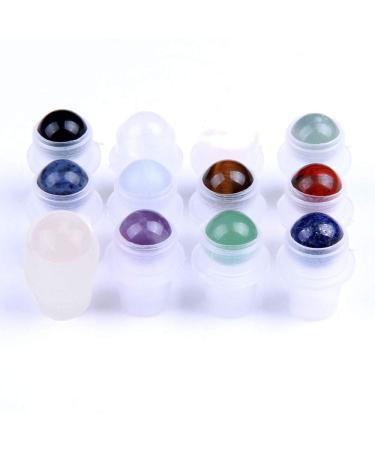 10 Natural Gemstone Roller Balls For Essential Oils Use of Standard 5ml 10ml Replacement Roller Bottles Polished Healing Crystal Stones roller Not For Young Living doTERRA roller bottle-10 Materials