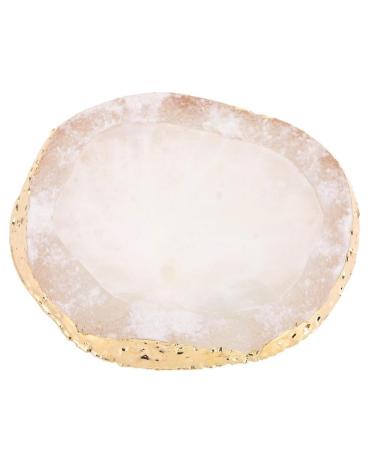Polish Mix Palette Resin Nail Art Palette Paint Drawing Color Dish Golden Edge Resin Stone Paint Drawing Color Dish Manicure Nail DIY Tool(White)