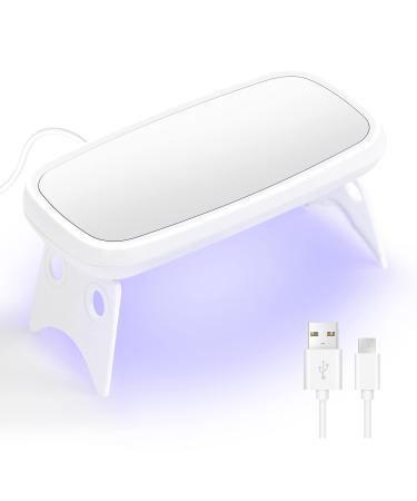 krofaue Mini UV Nail Lamp, Mini UV Light for Gel Nails, Professional Portable Nails Curing Lamp, Nail Lamp Nail Dryer for Nail Tips Art & Home DIY, Nail Plate Machine for Nails Mini White