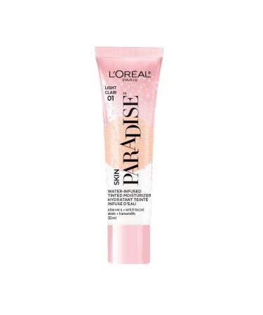 L'Oreal Paris Skin Paradise Water-infused Tinted Moisturizer with Broad Spectrum SPF 19 sunscreen lightweight, natural coverage up to 24h hydration for a fresh, glowing complexion, Light 01, 1 fl oz