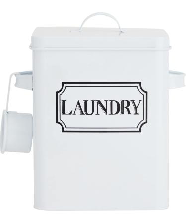 Laundry Detergent Container - White Canister with Scoop for Powder, Beads, Pods - 100 oz Capacity - Bathroom Storage Organizer - Buy Online on SooperMarket.com