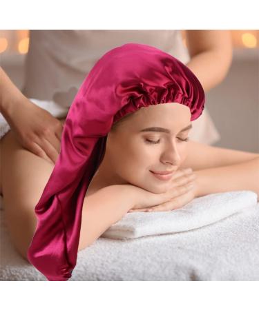Ladaypoa Satin Hair Hood 2-Piece Silky Sleeping Hat Set for Girls & Women | Extra Large Black & Red Satin Sleeping Caps - Buy Online on SooperMarket.com