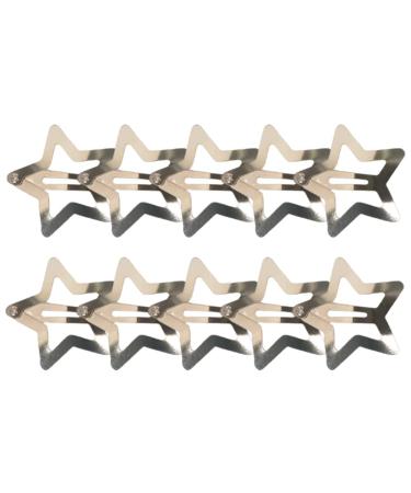 Star Snap Hair Clips for Women Girls Silver Hair Barrettes for Girls Star-shape Snap Barrettes for Thick Thin Hair Punk Clips for Long Short Hair Accessories 10pcs