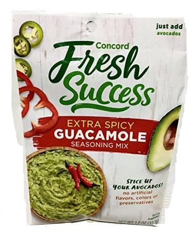 Concord Foods Extra Spicy Guacamole Mix, 1.2-ounce Pouches (VALUE Pack of 12 Pouches) 1.2 Ounce (Pack of 12)
