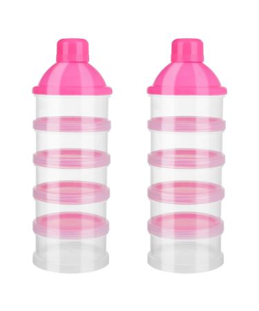 XINRUI 2pcs Portable Infant Baby Milk Powder Dispenser Milk Formula Powder Dispensers Pot 5 Layers 100ml Per Layer Transparent Compartments Milk Powder Dispenser & Snack Storage Container