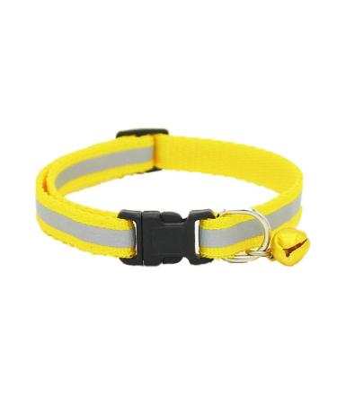 Lukasz Adjustable Reflective Pet Collar Safety Release Buckle with Bell for Dog Cat (Yellow)