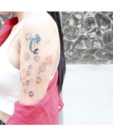Oottati Waterproof Temporary Tattoo Stickers - Colorful Bubble Flower Peacock Unicorn Arrow Feather Pink Tree - 9 Sheets for Arm Shoulder Face - Buy Online on SooperMarket.com