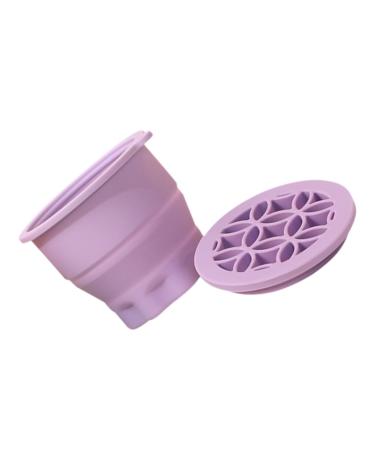 makeup brush washer makeup sponge cleaning bowl Silicone brush holder Makeup brush scrubber Brush cleaner make up brush washing tool purple Silica gel Washing machine fold 10x8.5cm Purple
