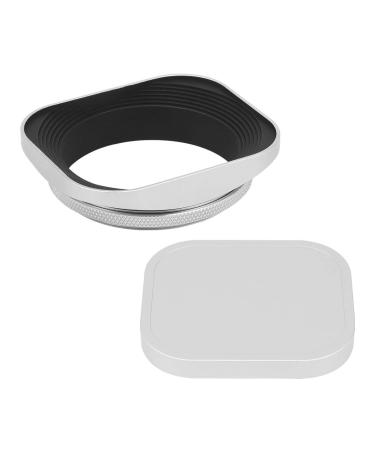 Haoge 55mm Square Metal Screw-in Lens Hood with Cap for Leica APO Summicron-M 90mm f/2 ASPH E55, Summicron-R 50mm f2 E55, Summilux-R 50mm f/1.4 E55, Elmarit-R 28mm f2.8 35 mm f/2.8 E55 Lens Silver