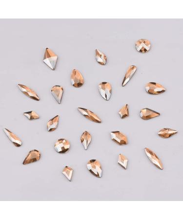Golden Shadow Glass Nail Rhinestones & Loose Round Beads Set - 100pcs Flatback Rhinestones + 720pcs Diamond Mix Size Beads - Nail Art Supply - Buy Online on SooperMarket.com