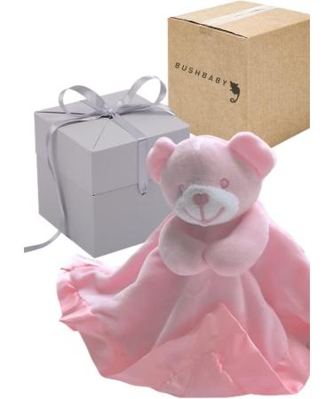 BUSHBABY Plush Teddy Comfort Blanket Gift Set - Perfect 1st Birthday or Newborn Present for Girls - Pink Cube Box - 10cm - Buy Online on SooperMarket.com
