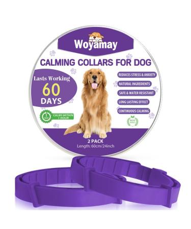 Woyamay Calming Collar for Dogs Adjustable Calming Dog Collar Helps Dogs Anxiety Relief Natural Calming Pheromone Dog Collar Lasts 60 Days Fits All Small Medium Large Dog 2 Pack Purple Purple-2 Pack