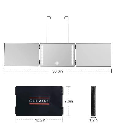 GULAURI 3-Way LED Lighted Barber Mirror | Trifold & Portable Hands-Free Mirror - Buy Online on SooperMarket.com