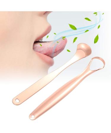 2-Part Stainless Steel Tongue Scraping Set - Reusable Non-Slip Handle Storage Box - Tongue Brush for Adults & Kids (Rose Gold) - Buy Online on SooperMarket.com