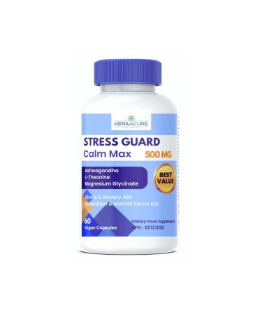 STRESS GUARD CALM MAX 3 IN 1 ASHWAGANDHA L-THEANINE MAGNESIUM GLYCINATE stress relief supplements NATURAL Made in CANADA NEW!