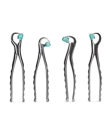 Mzlaly dental for dentist dentist suit stainless steel 4 pieces of tooth extraction tongs dental with tool set tooth surgery extraction instrument ideal for home use silver