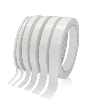 6PCS Premium Double Sided Tape for Crafts, Multi-Size Double Sides Adhesive Tapes for Arts, Scrapbook Tapes for DIY Photos, Gift Wrapping, Scrapbooking, Paper Backing, Office School Supplies (65FT)