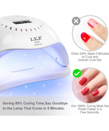 168W Led UV Nail Lamp for Quick-Drying Gel Nails | 10s 30s 60s 99s Timer | Home & Salon Use - White - Buy Online on SooperMarket.com