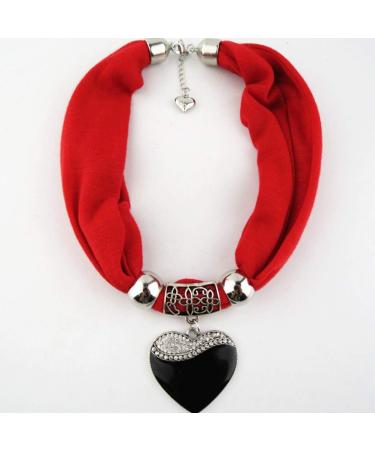 GUMEI Ethnic Style Heart Pendant Necklace with Nature Stone & Leopard Pattern Scarf - Buy Online on SooperMarket.com