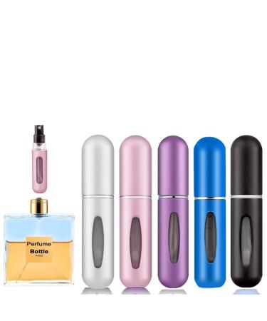 Rosiya Perfume Atomiser pack of 5pcs Perfume Travel Bottle 5ML Refillable Perfume Spray Bottle Easy to Refill Empty Atomiser Bottle for Purse Handbag Pocket and Luggage (Matte) Matte Pack of 5