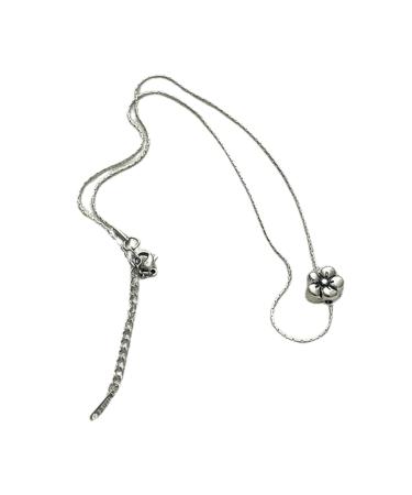 Oralgos Elegant necklace with flower charm trailer simple necklace adjustable collarbone chain fashionable jewelry for women and girls silver-colored flower necklace