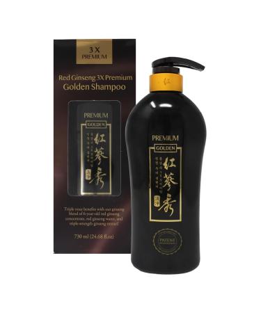 Red Ginseng 3X Premium Golden Shampoo 24.68 fl.oz (730ml) with a 6-year-aged Korean Red Ginseng revitalizes all Hair Types. It soothes itchy Scalp and strengthens thinning Hair Naisture