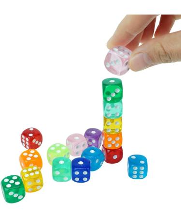 100pcs 16mm Rounded Translucent Game Dice Set with Blue Bag - Perfect for Yahtzee, Tenzi, Farkle, DND, MTG, RPG - Ideal for Math Teaching - Buy Online on SooperMarket.com