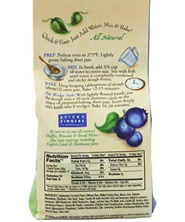 Sticky Fingers Bakeries Wild Blueberry Scone Mix (Pack of 6) - Just Add Water, 15 oz - Buy Online on SooperMarket.com
