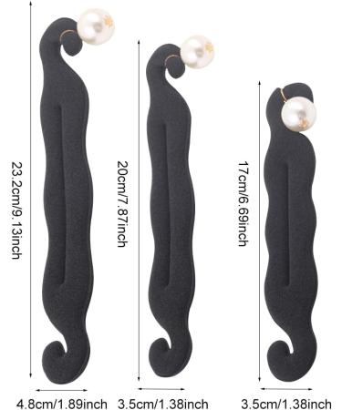 3pcs Pearl Hair Bun Maker for Women Lazy Hair Curler Bun Clips Flexible Foam Sponge Donut Maker for Making DIY Hair Styles Magic Hair Styling Tool Accessories(black) - Buy Online on SooperMarket.com