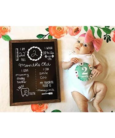 Wood Framed Baby Monthly Milestone Chalkboard | Reusable 12x16 Baby Calendar Board - Buy Online on SooperMarket.com
