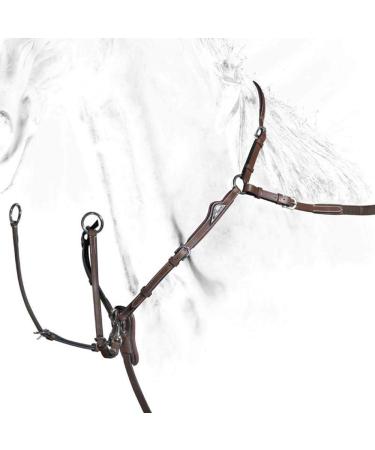 Equiline Breastplate with Double Regulation Leather brown with silver emblem Full